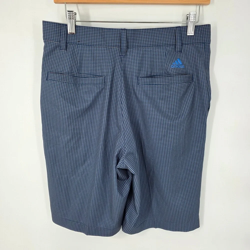 Adidas Ultimate365 Golf Shorts Mens 30 Blue‎ Gingham Plaid Stretch Performance